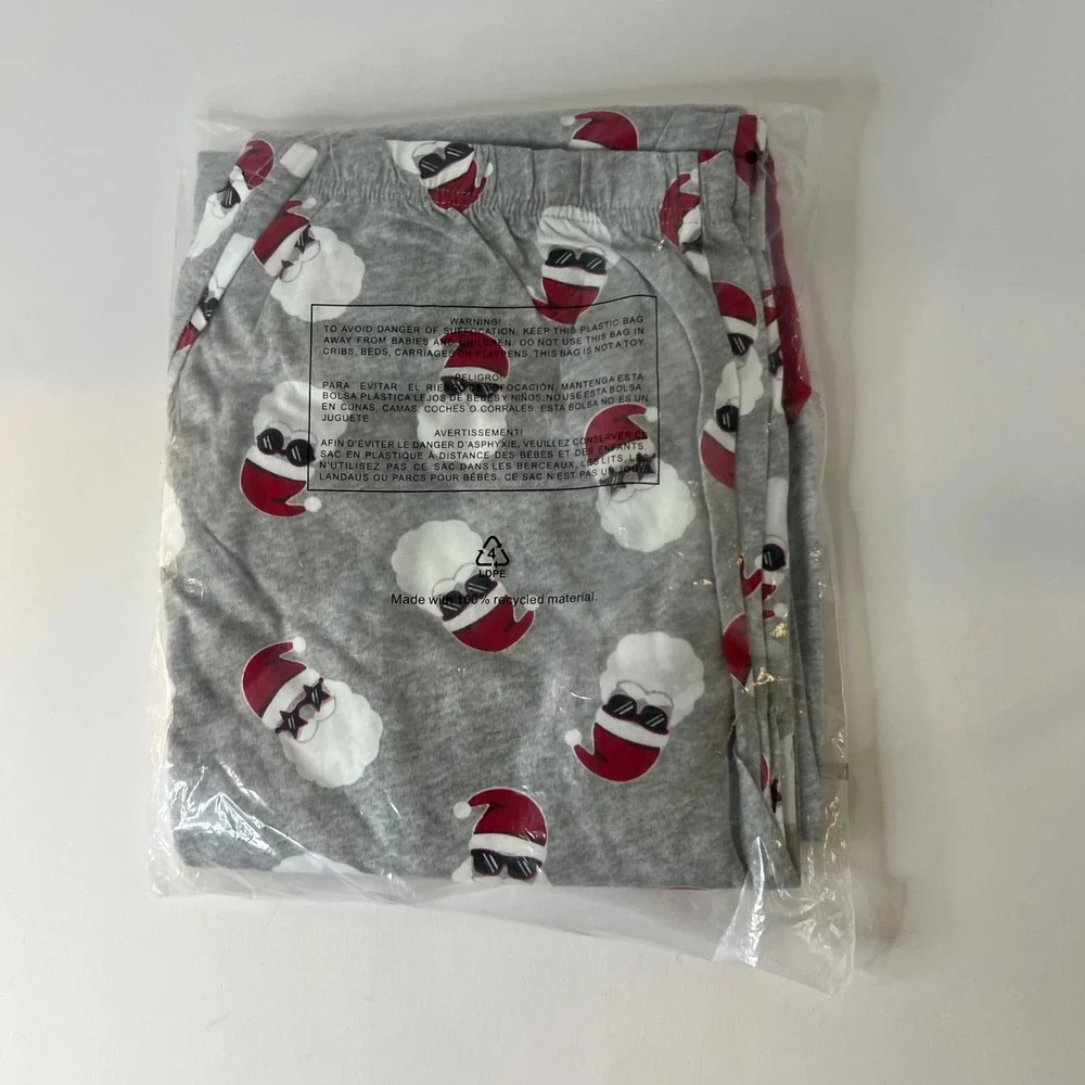 Womens PJ Place Merry Christmas PJs Santas Sunglasses XL NIP Glow In The Dark